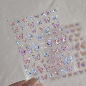 1pc Fashion Shell Light Pink and Purple Butterfly Nail Art Stickers Self Adhesive Nail Sticker Manicure Decoration Decals