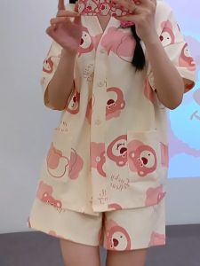 ชุดนอนผู้หยิง ชุดนอนน่ารัก ชุดนอนแฟชั่น 🌸 ชุดนอนสาวหวาน เสื้อแขนสั้นกางเกงสั้น เนื้อผ้าดีตรงปก W029