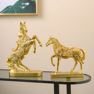 Nhựa Ngựa Vàng bức tượng văn phòng nhà cửa may mắn trang trí prancing ngựa phòng học trang trí