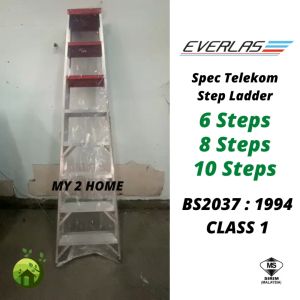 BS2037 1994 (Class 1 Industrial) Heavy Duty Double Sided Ladder Telekom Spec (Sirim Certified & with certificate) 6 Steps & 8 Steps & 10 Steps Two Step Ladder - Lazada