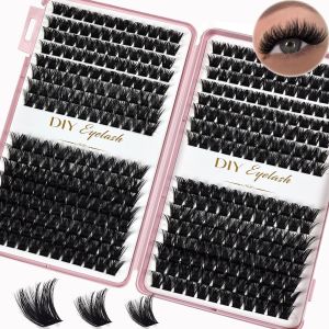 384pcs Individual Lashes 10-14mm Cluster Lashes Natural Look Mixed Tray DIY Eyelash Extensions Volume Clusters for Eyelashes