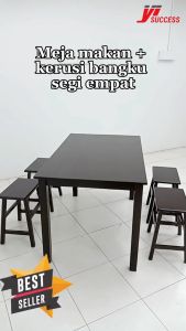 Yi Success Fenzo 1+4 Rectangle Stool Dining Table Set / Wooden Dining Table / Meja Makan 4 Kerusi Murah / Set Meja Makan