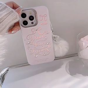 Pink ribbon bow DIY sticker for iPhone 11 12 12pro 12Promax 13 13Pro 13Promax 14 14Pro 14Promax 15 15Pro 15Promax 13