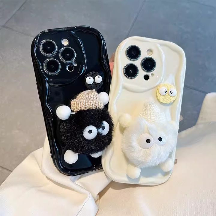 Phone Case Infinix Smart 8 Tecno POP 8 Cute 3D Plush Coal Ball Couple Casing Lens Protection Shockproof Soft Back Cover