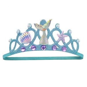 Color Shifting Mermaid Head Tiara Pearl Embellished Craft Crown Suitable for Masquerade Gala Aquatic Themed Anniversary Decor