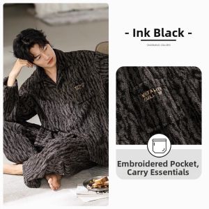 JIALEFEN | Coral Fleece Half-Velour Warm Padded Mens Sleepwear