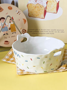 Bát Nướng Bằng Gốm Hai Tai MIXIM Bát Cơm Chiên Dùng Tại Nhà Bát Nướng Bằng Thép Không Gỉ Bát Tròn Phong Cách INS Trung Quốc Đại Lục