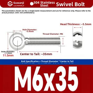 GUWANJI | Adjustable Stainless Steel Screw Eye Bolts with Hole