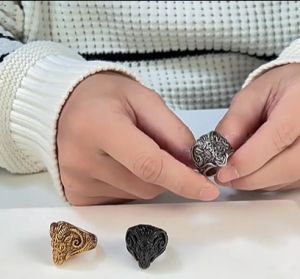 Kemstone Stainless Steel Ring Mens Domineering Goat Ring Jewelry