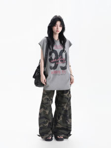 zuocisankon | American Retro Color Block Printed Loose Sleeveless Couple Sport Vest
