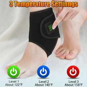 Ankle Heating Pad Therapy Heat USB Ankle Warmer Foot Wrap with 3 Temperature Settings for Ankle Sprain Achilles Tendonitis Pain Relief One Size for Left & Right Foot