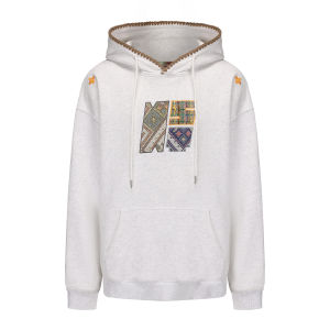 Loose Fit Long Sleeve Hoodie Youth Trendy Cotton Polyester Blend Geometric Pattern Embroidery Patch DecorNSTNEW START