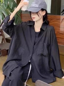 French Style White Summer Lightweight Loose Casual Shirt Womens Sun Protection Outerwear Cardigan Slimming Top