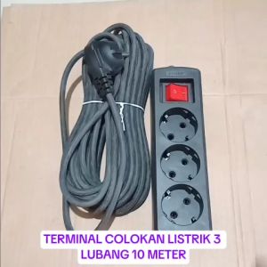 V182 ORI STOP KONTAK 10 METER COLOKAN 3 LUBANG KABEL 10 M TERMINAL SERBAGUNA SAKLAR ON OFF COLOKAN L