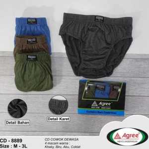 cd | cd pria | Celana Dalam Agree 8889 MAXI | Celana Dalam Pria Karet Dalam Isi 3Pcs | CD Pria Cutting Maxi | CD Cowok Agree Kotak Biru | Pakaian Dalam Pria Nyaman | MOMS CAREFAMS