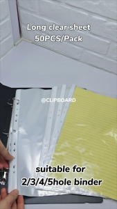 50PCS Long Clear Sheet Protectors 11Holes Binder Clear Book Refill for for 2/3/4/5 Ring Binder
