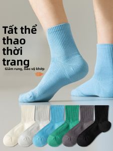 JINGCHI | Tất thể thao nam mùa hè bằng cotton nguyên chất thấm hút mồ hôi đế khăn thoáng khí chuyên nghiệp cho thể dục trong nhà và chạy bộ ngoài trời
