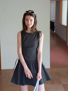 Drawstring Sleeveless Top Slim Fit A-line Short Skirt Set