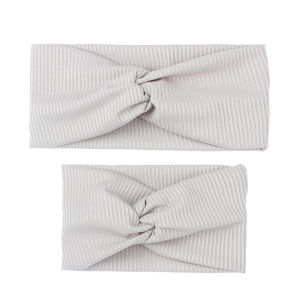 New Summer Parent-Child Solid Color Cross Stripe Headband Soft and Comfortable Knotted Hairband Hair Accessories Set of Two