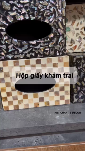 Hộp giấy khảm trai CN đa dạng họa tiết đựng khăn giấy tự nhiên thủ công đẹp mắt (KBT01HGKT)