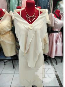 Modern Filipiniana dress (spaghetti dress+alampay+brooch)