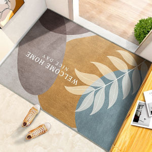 Modern Simple Home Entrance Door Mat Anti-Slip Dirt Removal Rug Doorway Floor Carpet Leaf Pattern Mixed Fabric Home Decor