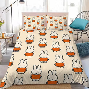 Miffy | M-Miffy Kawaii Duvet Cover Set Home Style Bedding Soft Laundry Cotton Bed 3 Piece Set Student Dormitory Gift