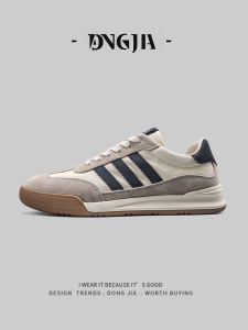 Mens Casual Sports Shoes Genuine Leather Retro Style Flat Bottom Board Shoes Comfortable Fall Season Fashionable Sneakers