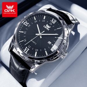 OPK Jam Tangan Pria Anti Air Terbaru 2024 Import Kulit Bisnis Original Asli Tahan Luminous Kalender Analog Date
