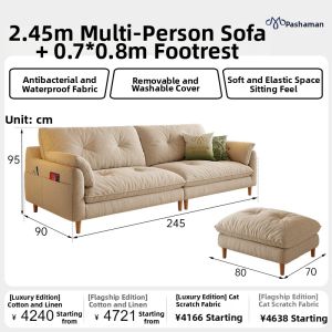 Pashaman | Washable Cotton-Linen Sofa For Small Living Room