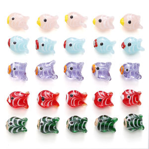 1pc 18x15mm Lampwork Beads Striped Fish Beads Charms for Keychain Necklace Bracelet DIY Jewelry Making Craft Accessories