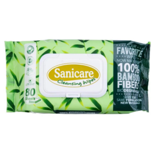 Sanicare Cleansing Wipes 80 Sheets - Bamboo Fibers