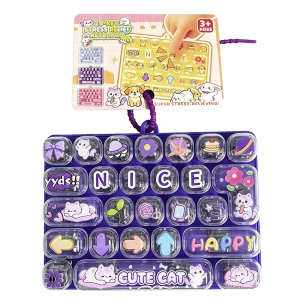 Bandai | Candy Color Fidget Keycap Clicker Keychain Cute 26 Keys Stress Relief Keyboard Toy Bag Pendant Cartoon Fidget Key Ring