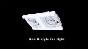 E27 Ceiling Fan Light Dual Head Adjustable Angle with Remote Control Super Strong Airflow Silent for Bedroom Dining Room Patio