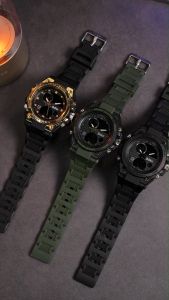 BIDEN Jam Tangan Pria Unik Keren Olahrag LED Digital Analog Jarum Dual Time Anti Air Multi Fungsi Multimodal