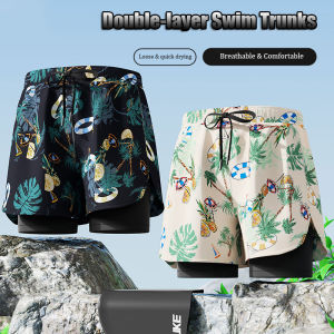 Mens Swimming Shorts Quick Dry Swimming Trunks Double Layer Surfing Board Shorts Beach Shorts L-4XL