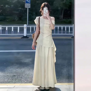ZHENMANZI | Summer Cross Shoulder T-Shirt & Palazzo Pants Outfit Set
