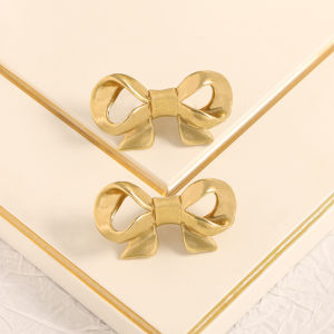 Pure Brass Butterfly Knot Door Pulls Cabinet Drawer Handles Wardrobe Closet Female Style Traditional Chinese Vintage Design