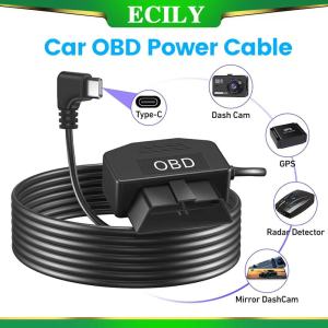 3A Car OBD Power Cable with Switch Button USB-C/Mini USB Port Adapter For Dash Cam Camcorder Vehicle DVR