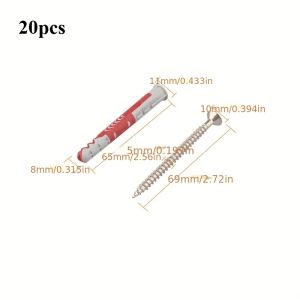 20PCS Expansion Tube Pipe Self Tapping Screw Drywall Drilling Plug Metal Wall Anchor Serrated Thorny Bolts Fastener Anchors