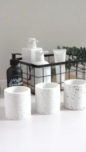 Diatomite Terrazzo Toothbrush Holders Fast Absorption Bathroom Accessories Storage Cup in 3 Designs
