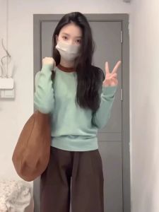 HUOLISI | Round Neck Loose Pullover Sweater Female