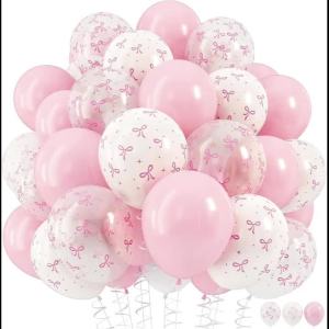 35 Chiếc Bóng Bay Nơ Hồng 12 Inch Màu Hồng Pastel Trong Suốt In Họa Tiết Trắng Dành Cho Trang Trí Tiệc Sinh Nhật Cưới Hỏi Của Các Cô Gái Và Phụ Nữ