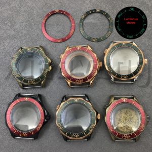 41mm Retro Bronze Rose Gold Watch Case Domed Sapphire Glass Waterproof Luminous Burgundy Red Dark Green Insert Fit NH ETA PT5000