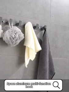 Drill-Free Clothes Door Hook Wall Hanger Aluminum Towel Storage Organizer Rack Toilet Kitchen Holder