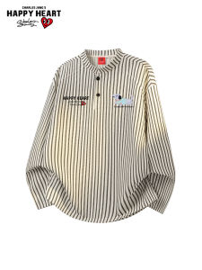 CHARLES JANGS HAPPY HEART | Striped Dachshund Print Breathable Loose Long Sleeve T-Shirt