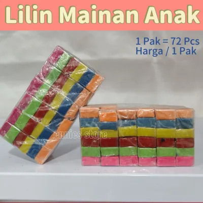 1 PAK ISI 72 PCS LILIN MAINAN ANAK 6 WARNA / PLASTISIN KECIL / PLAYDOUGH