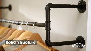 ราวแขวนเสื้อผ้าติดผนังโลหะ โครงสร้างแข็งแรงทนทาน ถอดออกได้ ประหยัดพื้นที่ ติดตั้งง่าย เหมาะสำหรับห้องนอน ห้องซักรีด