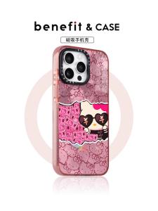 เคสโทรศัพท์แมว KT Pink Wealthy Cat ดูดซับแม่เหล็ก ป้องกันการตกหล่น ขอบสีสันสดใส ลายน้ำแข็ง สำหรับ iPhone 16 pro Max Apple 15 pro