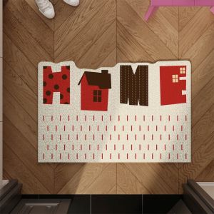 VIKAMA Minimalist “Home” House-Print Doormat: Noise-Reducing and Non-Slip Perfect for Entryways and Childrens Rooms